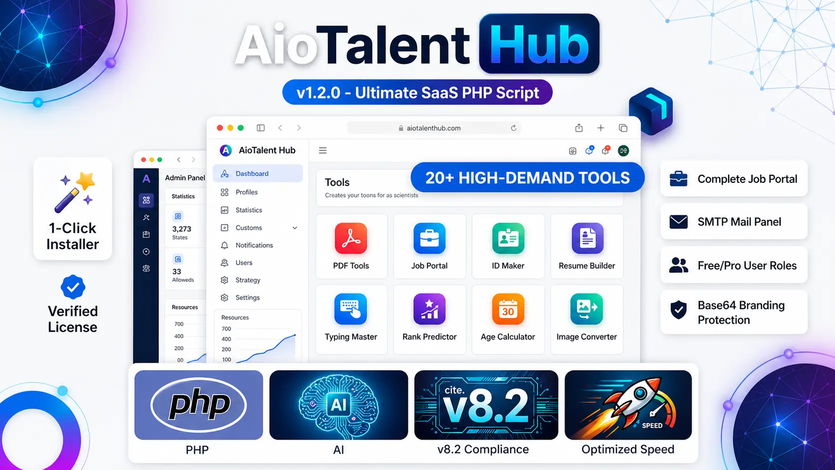 AioTalent Hub: SaaS Job Portal & Govt Exam Tools PHP Script